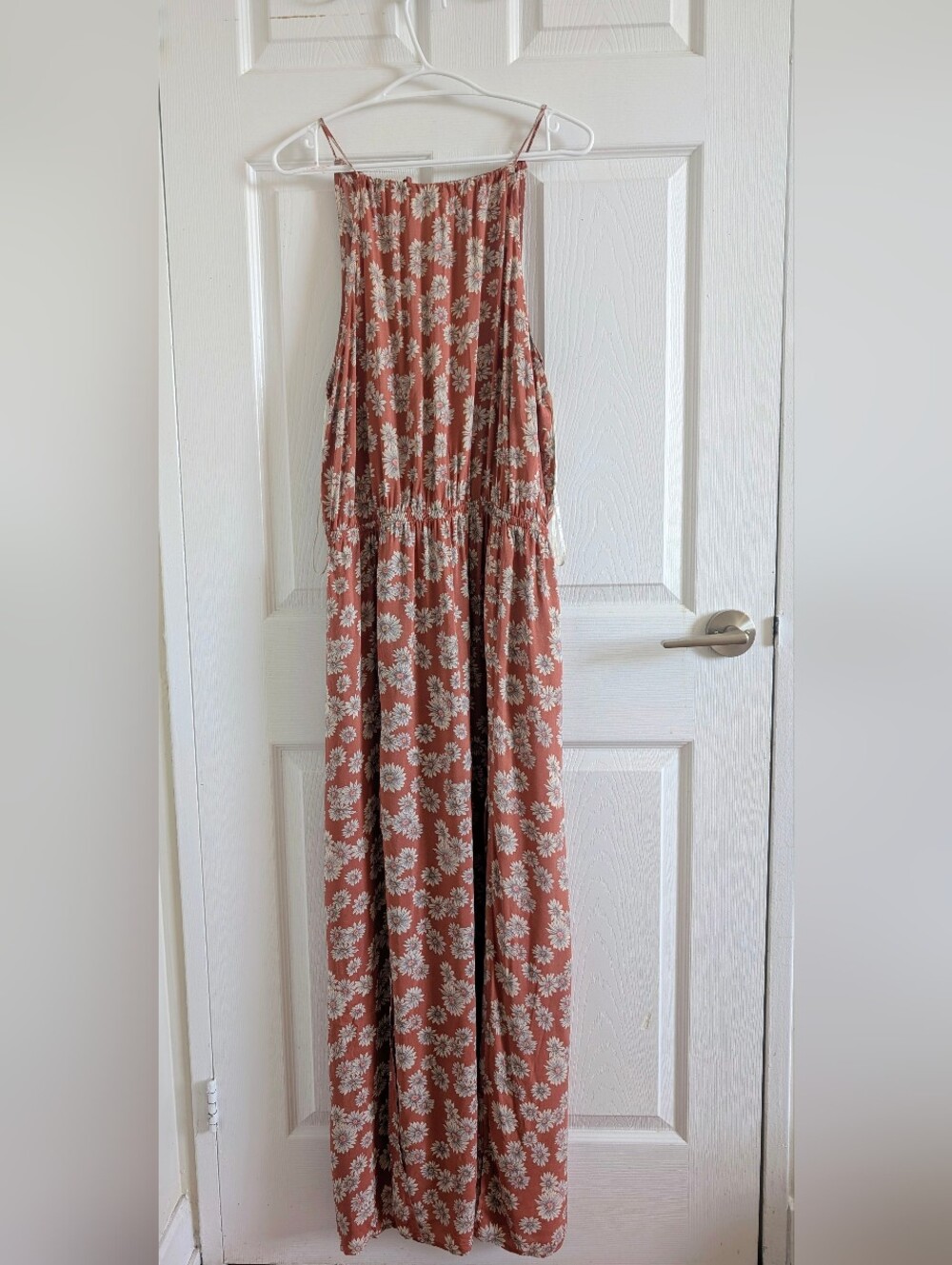 NWT Floral Maxi Dress Terracotta Boho Cottagecor Festival 100% Rayon - 1X /1T